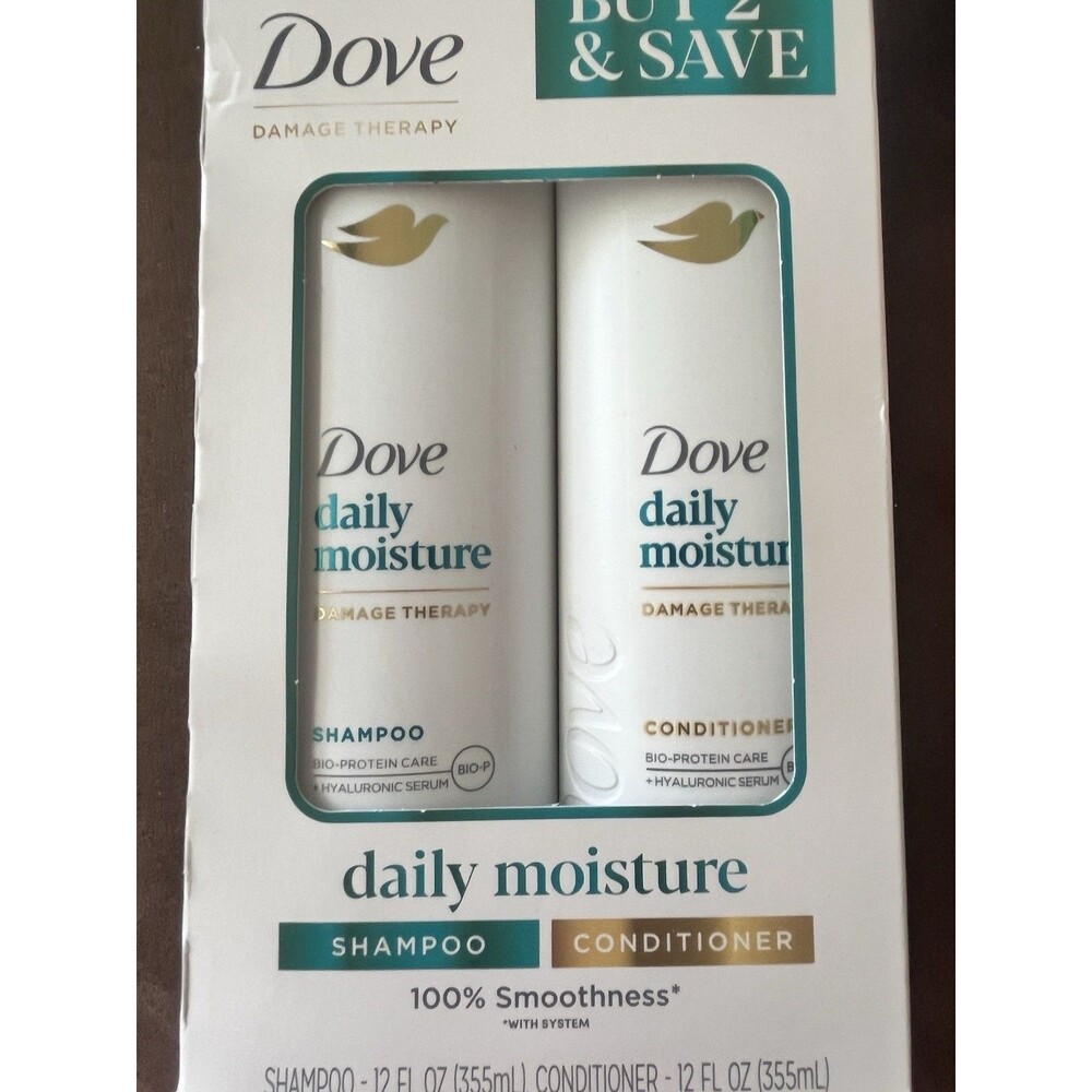 Dove Daily Moisture Damage Therapy Shampoo and Conditioner Set, 12 oz/each